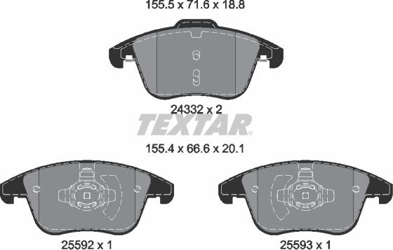 Textar 2433205 - Гальмівні колодки, дискові гальма autozip.com.ua