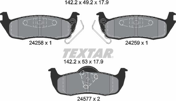 Textar 2425801 - Гальмівні колодки, дискові гальма autozip.com.ua