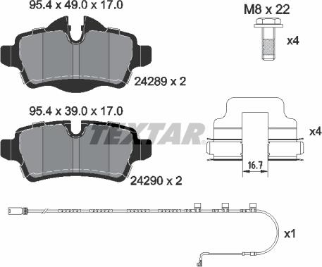 Textar 2428904 - Гальмівні колодки, дискові гальма autozip.com.ua