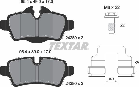 Textar 2428901 - Гальмівні колодки, дискові гальма autozip.com.ua