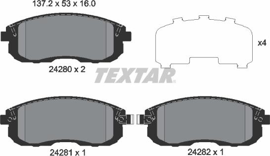 Textar 2428001 - Гальмівні колодки, дискові гальма autozip.com.ua