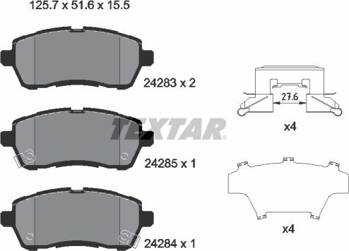 Textar 2428303 - Гальмівні колодки, дискові гальма autozip.com.ua