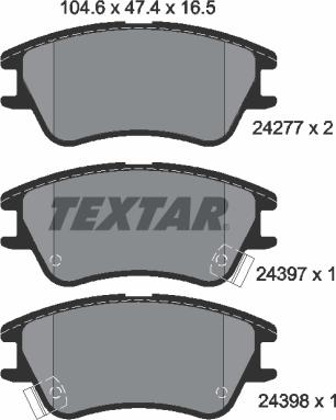 Textar 2427701 - Гальмівні колодки, дискові гальма autozip.com.ua