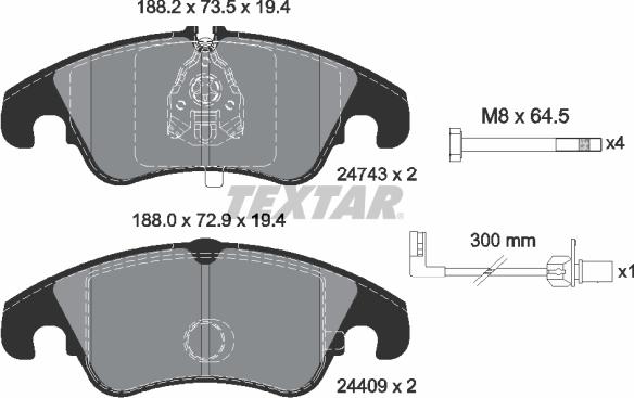 Textar 2474301-2292-00 - Комплект гальм, дисковий гальмівний механізм autozip.com.ua