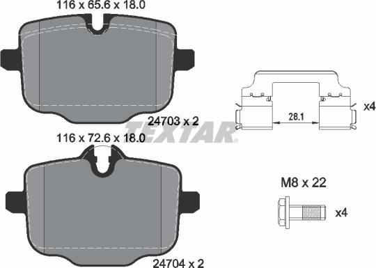 Textar 2470381 - Гальмівні колодки, дискові гальма autozip.com.ua