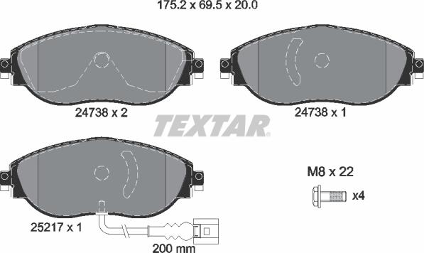 Textar 2473801 - Гальмівні колодки, дискові гальма autozip.com.ua