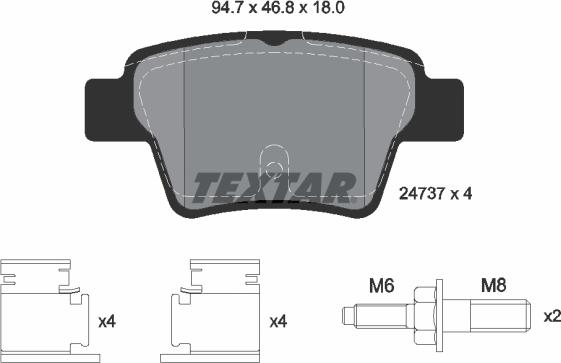 Textar 2473701 - Гальмівні колодки, дискові гальма autozip.com.ua