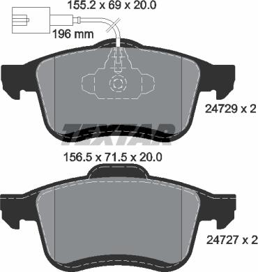 Textar 2472901 - Гальмівні колодки, дискові гальма autozip.com.ua