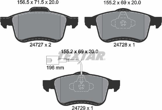 Textar 2472701 - Гальмівні колодки, дискові гальма autozip.com.ua