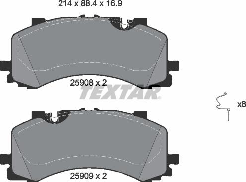 Textar 2590801 - Гальмівні колодки, дискові гальма autozip.com.ua