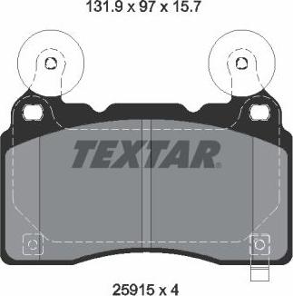 Textar 2591501 - Гальмівні колодки, дискові гальма autozip.com.ua