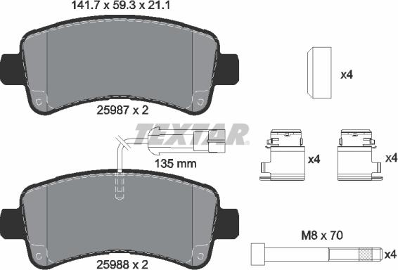 Textar 2598701 - Гальмівні колодки, дискові гальма autozip.com.ua