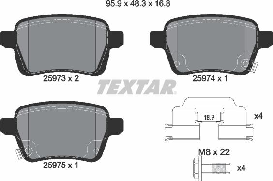 Textar 2597301 - Гальмівні колодки, дискові гальма autozip.com.ua