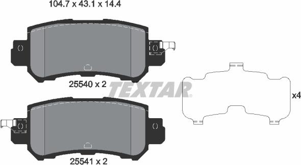 Textar 2554001 - Гальмівні колодки, дискові гальма autozip.com.ua