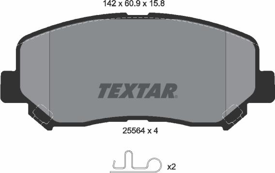 Textar 2556401 - Гальмівні колодки, дискові гальма autozip.com.ua