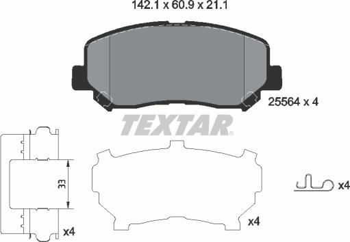 Textar 2556403 - Гальмівні колодки, дискові гальма autozip.com.ua