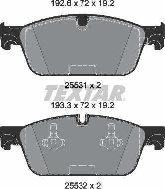 Textar 2553101 - Гальмівні колодки, дискові гальма autozip.com.ua