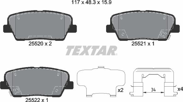 Textar 2552003 - Гальмівні колодки, дискові гальма autozip.com.ua