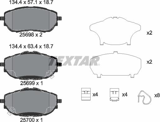 Textar 2569801 - Гальмівні колодки, дискові гальма autozip.com.ua