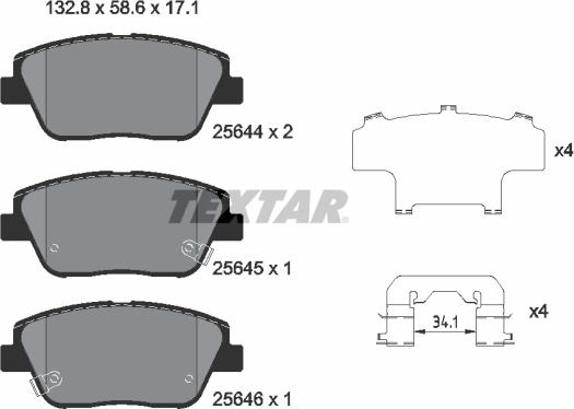 Textar 2564401 - Гальмівні колодки, дискові гальма autozip.com.ua