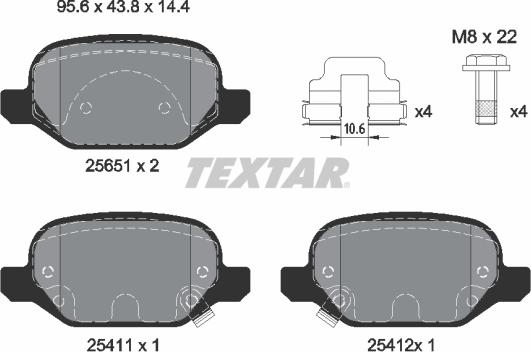 Textar 2565101 - Гальмівні колодки, дискові гальма autozip.com.ua