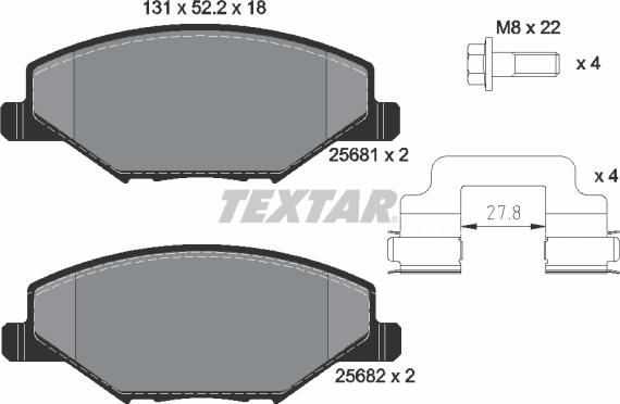 Textar 2568101-0822-00 - Комплект гальм, дисковий гальмівний механізм autozip.com.ua