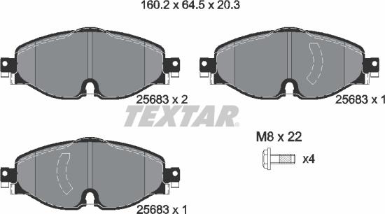 Textar 2568303-1205-01 - Комплект гальм, дисковий гальмівний механізм autozip.com.ua