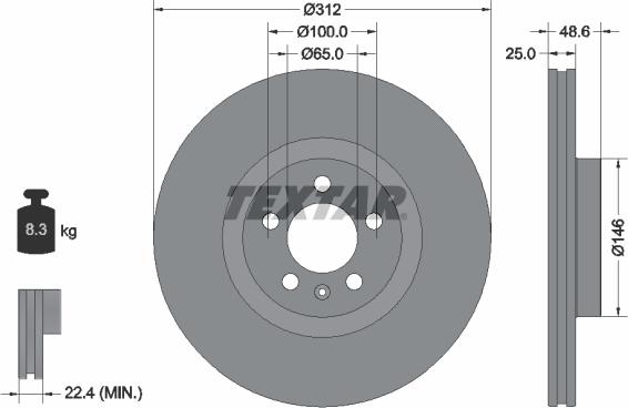 Textar 92303303 - Гальмівний диск autozip.com.ua