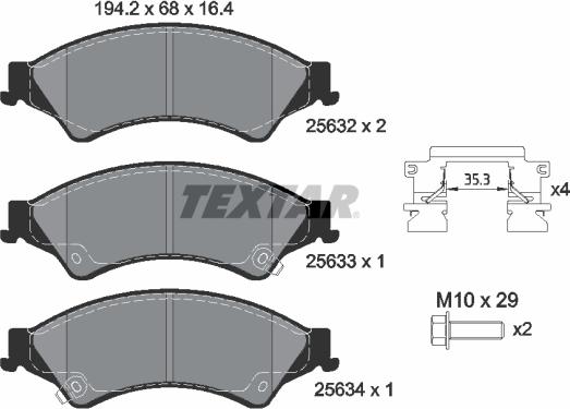 Textar 2563201 - Гальмівні колодки, дискові гальма autozip.com.ua
