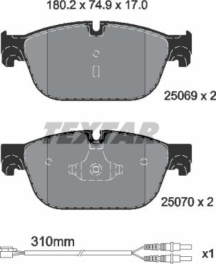 Textar 2506901 - Гальмівні колодки, дискові гальма autozip.com.ua