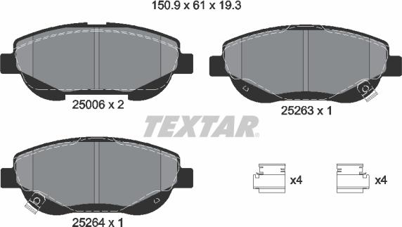 Textar 2500601 - Гальмівні колодки, дискові гальма autozip.com.ua