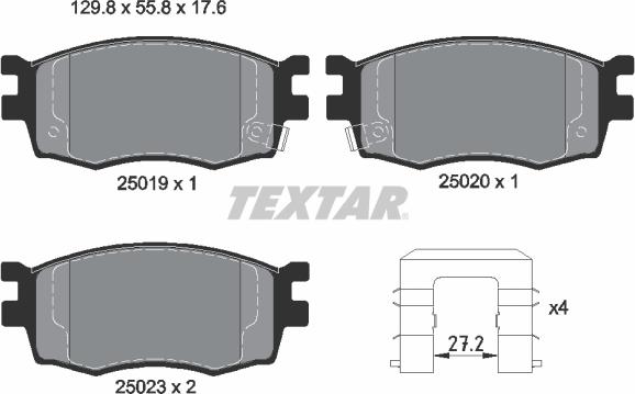 Textar 2501901 - Гальмівні колодки, дискові гальма autozip.com.ua