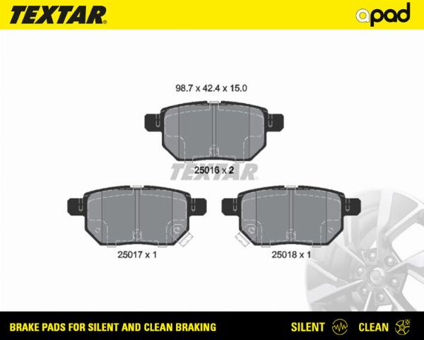 Textar 2501601SC - Гальмівні колодки, дискові гальма autozip.com.ua