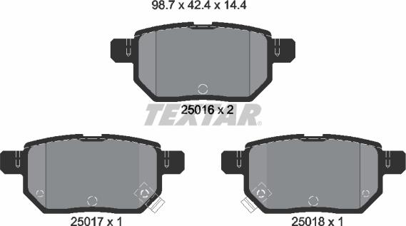 Textar 2501601 - Гальмівні колодки, дискові гальма autozip.com.ua
