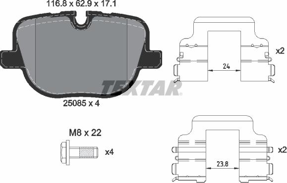 Textar 2508501 - Гальмівні колодки, дискові гальма autozip.com.ua