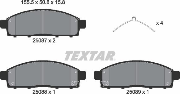 Textar 2508703 - Гальмівні колодки, дискові гальма autozip.com.ua