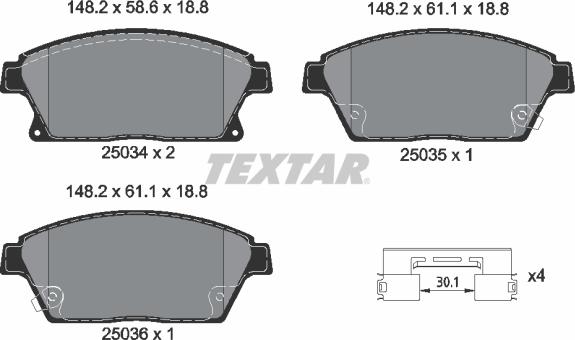 Textar 2503481 - Гальмівні колодки, дискові гальма autozip.com.ua