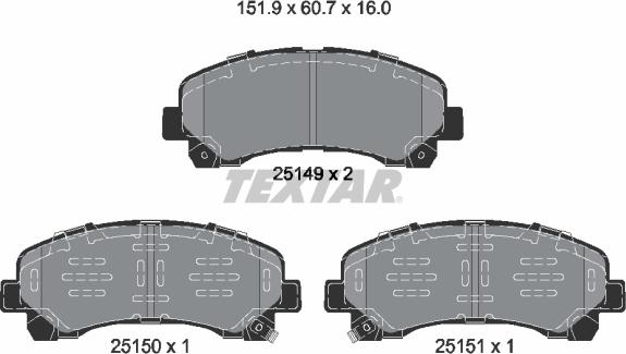 Textar 2514904 - Гальмівні колодки, дискові гальма autozip.com.ua