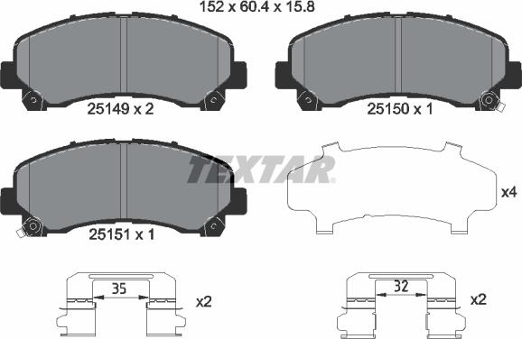 Textar 2514901 - Гальмівні колодки, дискові гальма autozip.com.ua