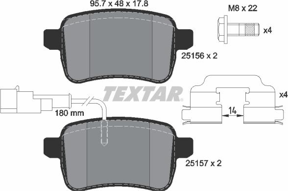 Textar 2515601 - Гальмівні колодки, дискові гальма autozip.com.ua