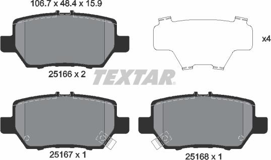 Textar 2516601 - Гальмівні колодки, дискові гальма autozip.com.ua