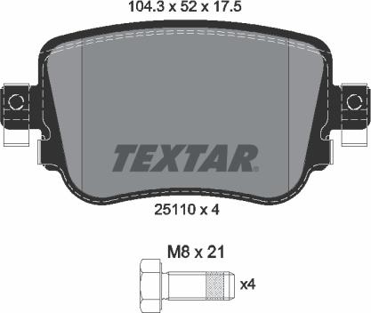 Textar 2511001 - Гальмівні колодки, дискові гальма autozip.com.ua