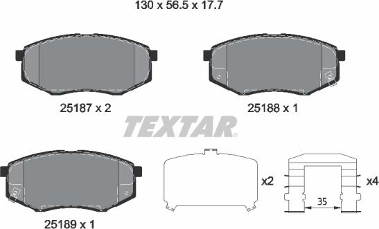 Textar 2518704 - Гальмівні колодки, дискові гальма autozip.com.ua