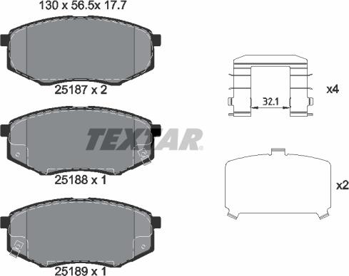 Textar 2518701 - Гальмівні колодки, дискові гальма autozip.com.ua