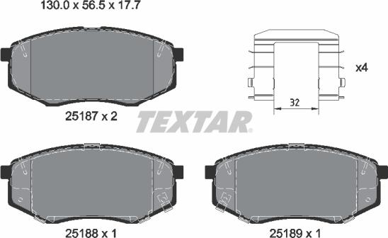 Textar 2518701 - Гальмівні колодки, дискові гальма autozip.com.ua