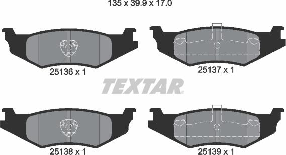 Textar 2513601 - Гальмівні колодки, дискові гальма autozip.com.ua