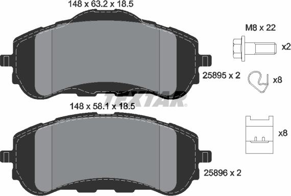 Textar 2589501 - Гальмівні колодки, дискові гальма autozip.com.ua