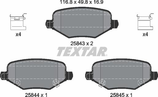 Textar 2584301 - Гальмівні колодки, дискові гальма autozip.com.ua