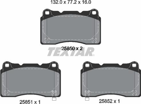 Textar 2585001 - Гальмівні колодки, дискові гальма autozip.com.ua