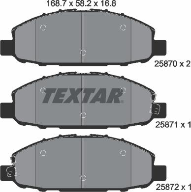 Textar 2587001 - Гальмівні колодки, дискові гальма autozip.com.ua